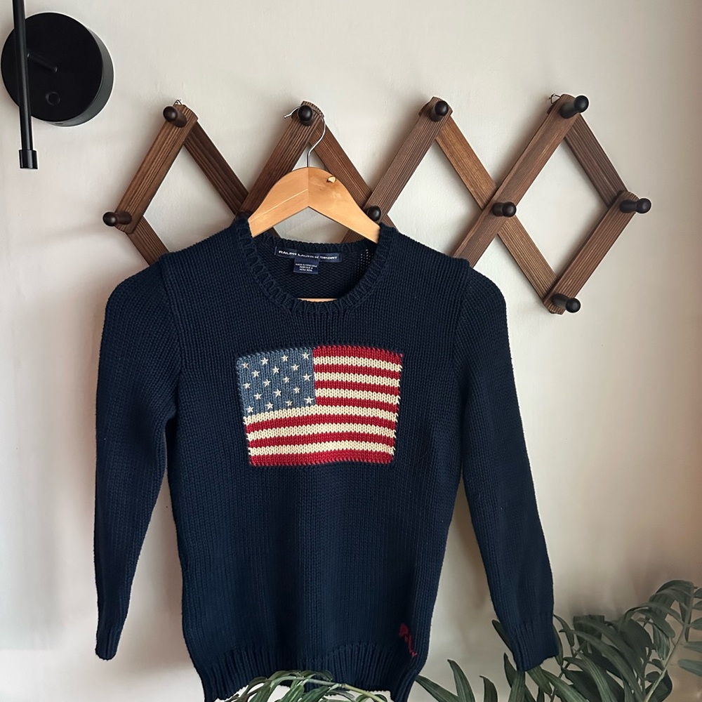 Navy Blue Sweater with American Flag Design